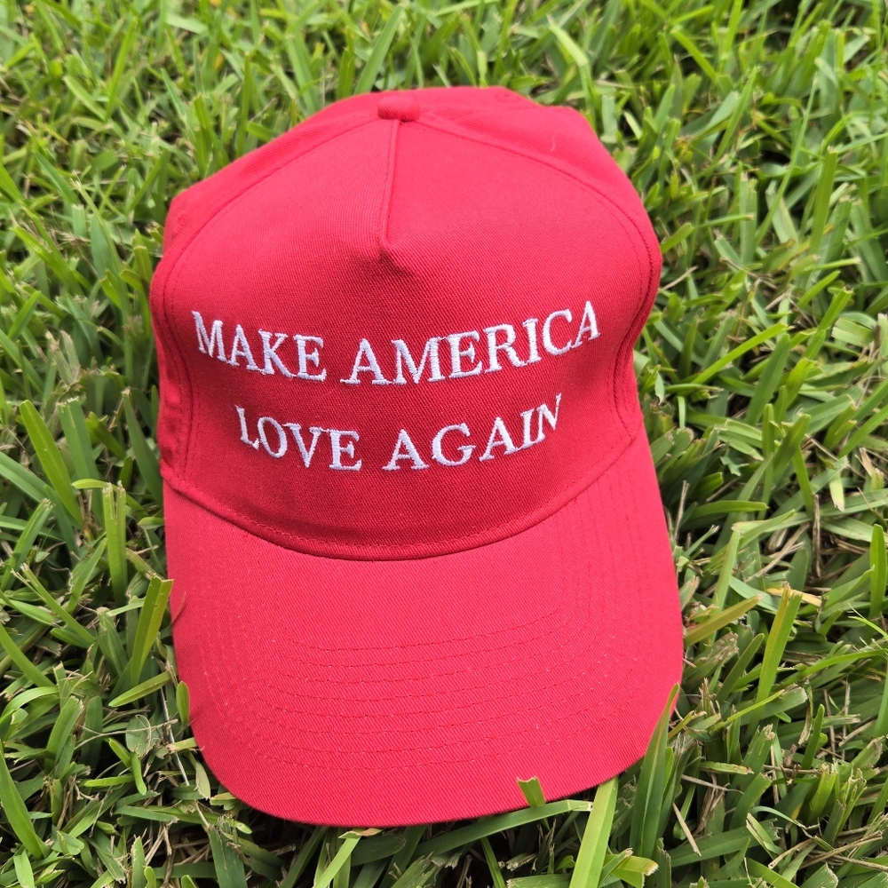 NWOT Red Embroidered Baseball Cap – Make America Love Again – UltraClub Classic